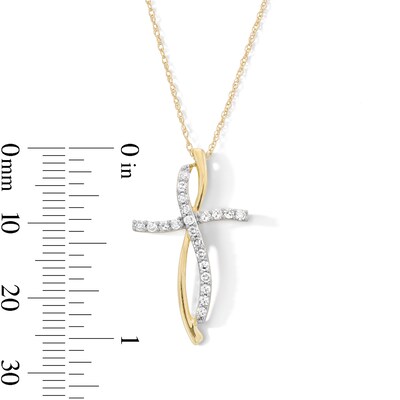 0.23 CT. T.W. Diamond Loop Cross Pendant in 10K Gold