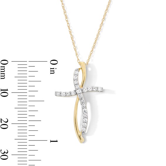 0.23 CT. T.W. Diamond Loop Cross Pendant in 10K Gold