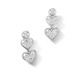 0.20 CT. T.W. Certified Lab-Grown Multi-Diamond Double Heart Drop Earrings in Sterling Silver (I/I1)