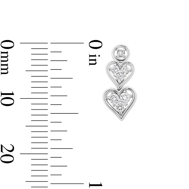 Main Image 3 of 0.20 CT. T.W. Certified Lab-Created Multi-Diamond Double Heart Drop Earrings in Sterling Silver (I/I1)