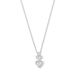 0.20 CT. T.W. Certified Lab-Grown Multi-Diamond Double Heart Drop Necklace in Sterling Silver (I/I1)