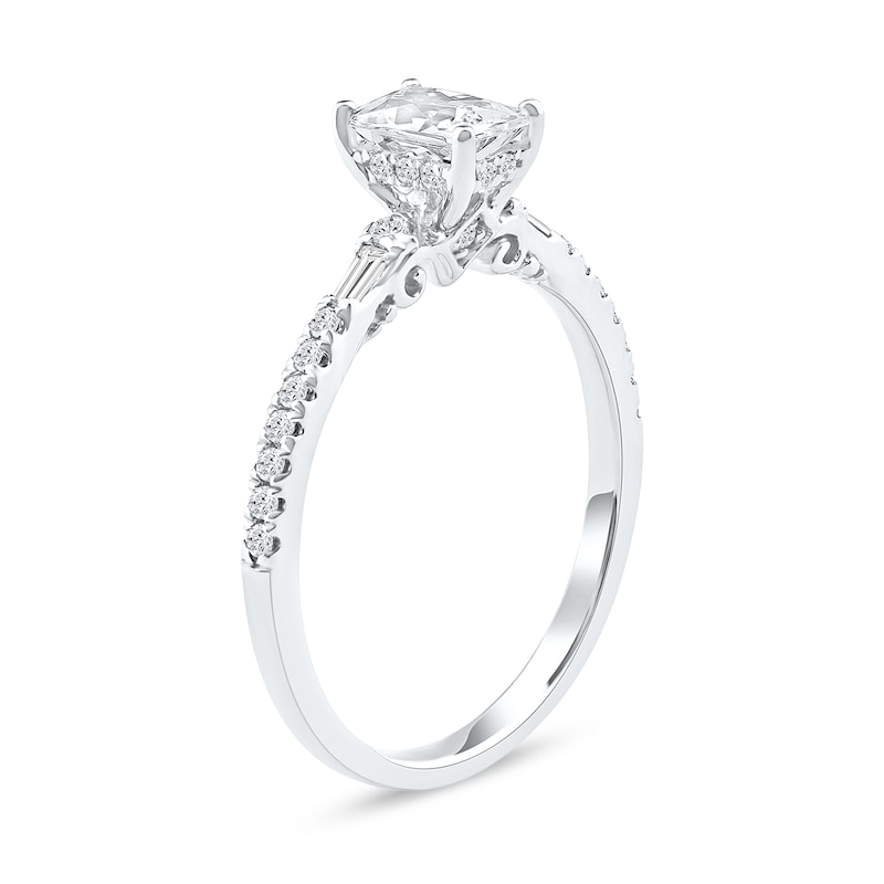 Main Image 2 of 1.00 CT. T.W. Radiant-Cut Canadian Certified Centre Diamond Engagement Ring in 18K White Gold (I/SI2)