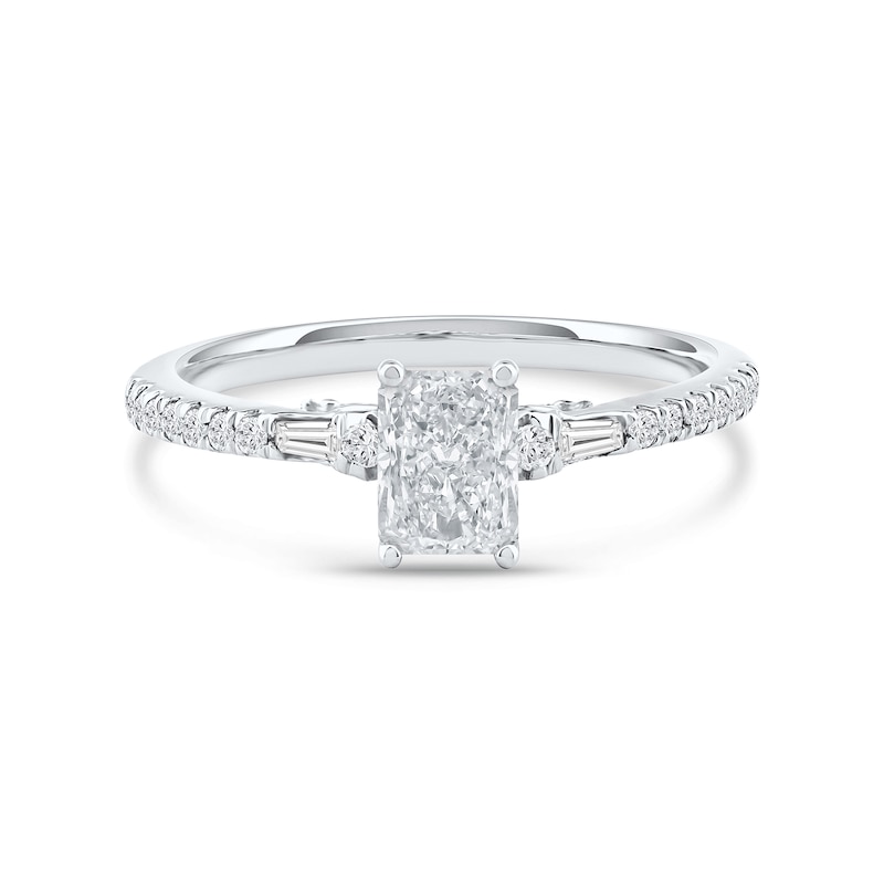 Main Image 3 of 1.00 CT. T.W. Radiant-Cut Canadian Certified Centre Diamond Engagement Ring in 18K White Gold (I/SI2)