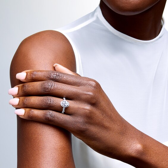 Vera Wang Love Collection 1.60 CT. T.W. Oval Certified Lab-Created Diamond Frame Twist Engagement Ring in Platinum