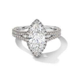 Vera Wang Love Collection 3.00 CT. T.W. Marquise Certified Lab-Grown Diamond Split Shank Engagement Ring in Platinum