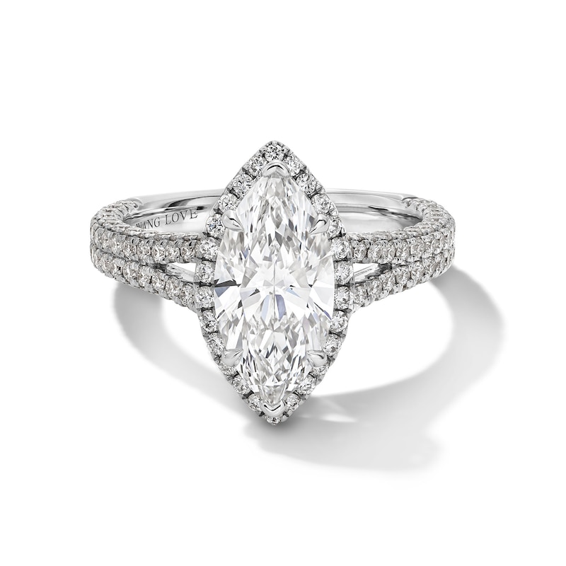 Main Image 1 of Vera Wang Love Collection 3.00 CT. T.W. Marquise Certified Lab-Grown Diamond Split Shank Engagement Ring in Platinum
