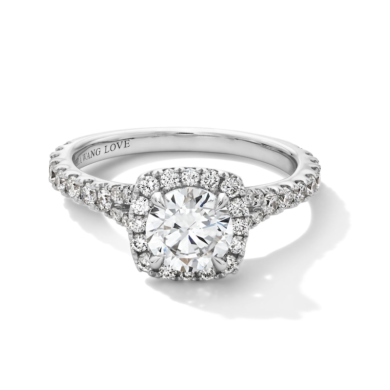 Vera Wang Love Collection 1.60 CT. T.W. Certified Lab-Grown Diamond Cushion Frame Engagement Ring 14K White Gold