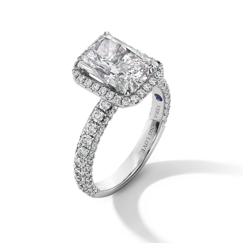 Main Image 3 of Vera Wang Love Collection 4.00 CT. T.W. Radiant-Cut Certified Lab-Grown Diamond Engagement Ring in Platinum (F/VS2)