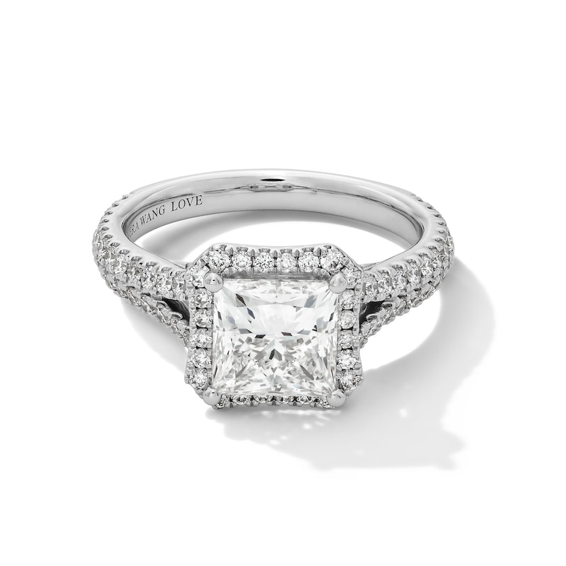 Main Image 1 of Vera Wang Love Collection 2.70 CT. T.W. Princess-Cut Certified Lab-Grown Diamond Engagement Ring in Platinum (F/VS2)