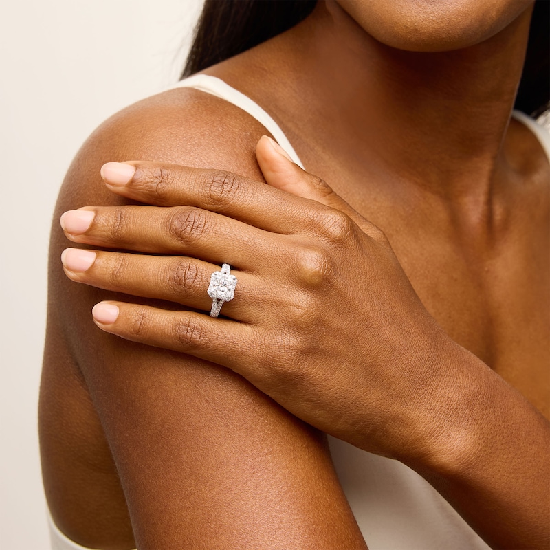 Main Image 2 of Vera Wang Love Collection 2.70 CT. T.W. Princess-Cut Certified Lab-Grown Diamond Engagement Ring in Platinum (F/VS2)