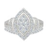 0.95 CT. T.W. Marquise-Shaped Multi-Diamond Frame Collar Split Shank Bridal Set in 10K Gold