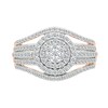 Thumbnail Image 3 of 0.95 CT. T.W. Multi-Diamond Double Frame Multi-Row Split Shank Bridal Set in 10K Rose Gold