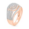 Thumbnail Image 4 of 0.95 CT. T.W. Multi-Diamond Double Frame Multi-Row Split Shank Bridal Set in 10K Rose Gold