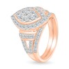 Thumbnail Image 2 of 0.95 CT. T.W. Marquise-Shaped Multi-Diamond Frame Collar Split Shank Bridal Set in 10K Rose Gold