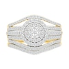 Thumbnail Image 1 of 0.95 CT. T.W. Multi-Diamond Double Frame Multi-Row Split Shank Bridal Set in 10K Gold
