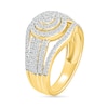 Thumbnail Image 4 of 0.95 CT. T.W. Multi-Diamond Double Frame Multi-Row Split Shank Bridal Set in 10K Gold