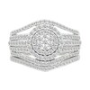 Thumbnail Image 1 of 0.95 CT. T.W. Multi-Diamond Double Frame Multi-Row Split Shank Bridal Set in 10K White Gold