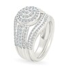 Thumbnail Image 2 of 0.95 CT. T.W. Multi-Diamond Double Frame Multi-Row Split Shank Bridal Set in 10K White Gold