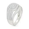 Thumbnail Image 4 of 0.95 CT. T.W. Multi-Diamond Double Frame Multi-Row Split Shank Bridal Set in 10K White Gold