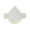 Thumbnail Image 3 of 0.95 CT. T.W. Pear-Shaped Multi-Diamond Swirl Frame Triple Row Bridal Set in 10K Gold