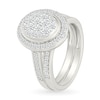 Thumbnail Image 2 of 0.95 CT. T.W. Oval-Shaped Multi-Diamond Frame Bridal Set in 10K White Gold