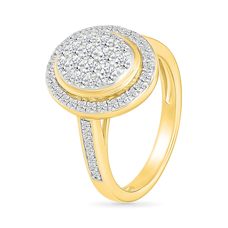 Main Image 4 of 0.95 CT. T.W. Oval-Shaped Multi-Diamond Frame Bridal Set in 10K Gold