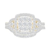 Thumbnail Image 1 of 0.95 CT. T.W. Cushion-Shaped Multi-Diamond Frame Collar Bridal Set in 10K Gold