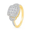 Thumbnail Image 4 of 0.95 CT. T.W. Cushion-Shaped Multi-Diamond Frame Collar Bridal Set in 10K Gold