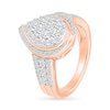 0.95 CT. T.W. Pear-Shaped Multi-Diamond Swirl Frame Triple Row Bridal Set in 10K Rose Gold