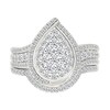 Thumbnail Image 1 of 0.95 CT. T.W. Pear-Shaped Multi-Diamond Swirl Frame Triple Row Bridal Set in 10K White Gold