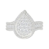 Thumbnail Image 3 of 0.95 CT. T.W. Pear-Shaped Multi-Diamond Swirl Frame Triple Row Bridal Set in 10K White Gold