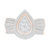 Thumbnail Image 1 of 0.95 CT. T.W. Pear-Shaped Multi-Diamond Frame Multi-Row Bridal Set in 10K Rose Gold