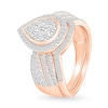 Thumbnail Image 2 of 0.95 CT. T.W. Pear-Shaped Multi-Diamond Frame Multi-Row Bridal Set in 10K Rose Gold