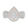Thumbnail Image 3 of 0.95 CT. T.W. Pear-Shaped Multi-Diamond Frame Multi-Row Bridal Set in 10K Rose Gold