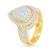 Thumbnail Image 2 of 0.95 CT. T.W. Pear-Shaped Multi-Diamond Sunburst Frame Bridal Set in 10K Gold