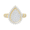 Thumbnail Image 3 of 0.95 CT. T.W. Pear-Shaped Multi-Diamond Sunburst Frame Bridal Set in 10K Gold