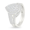 Thumbnail Image 2 of 0.95 CT. T.W. Pear-Shaped Multi-Diamond Double Frame Double Row Bypass Shank Bridal Set in 10K White Gold