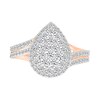 0.95 CT. T.W. Pear-Shaped Multi-Diamond Double Frame Double Row Bypass Shank Bridal Set in 10K Rose Gold