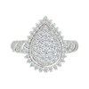 Thumbnail Image 3 of 0.95 CT. T.W. Pear-Shaped Multi-Diamond Sunburst Frame Bridal Set in 10K White Gold