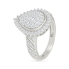 Thumbnail Image 4 of 0.95 CT. T.W. Pear-Shaped Multi-Diamond Sunburst Frame Bridal Set in 10K White Gold