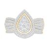 Thumbnail Image 1 of 0.95 CT. T.W. Pear-Shaped Multi-Diamond Frame Multi-Row Bridal Set in 10K Gold