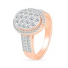 Thumbnail Image 4 of 1.23 CT. T.W. Oval-Shaped Multi-Diamond Swirl Frame Triple Row Bridal Set in 10K Rose Gold