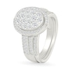 Thumbnail Image 2 of 1.23 CT. T.W. Oval-Shaped Multi-Diamond Swirl Frame Triple Row Bridal Set in 10K White Gold