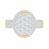 Thumbnail Image 3 of 1.23 CT. T.W. Oval-Shaped Multi-Diamond Swirl Frame Triple Row Bridal Set in 10K Gold