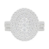 Thumbnail Image 1 of 1.23 CT. T.W. Oval-Shaped Multi-Diamond Triple Frame Double Row Shank Bridal Set in 10K White Gold