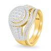 Thumbnail Image 2 of 1.23 CT. T.W. Multi-Diamond Double Frame Multi-Row Split Shank Bridal Set in 10K Gold