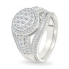 Thumbnail Image 2 of 1.23 CT. T.W. Multi-Diamond Double Frame Multi-Row Split Shank Bridal Set in 10K White Gold