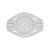 Thumbnail Image 3 of 1.23 CT. T.W. Multi-Diamond Double Frame Multi-Row Split Shank Bridal Set in 10K White Gold