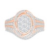 Thumbnail Image 1 of 0.95 CT. T.W. Oval-Shaped Multi-Diamond Swirl Frame Triple Row Shank Bridal Set in 10K Rose Gold