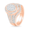 Thumbnail Image 2 of 0.95 CT. T.W. Oval-Shaped Multi-Diamond Swirl Frame Triple Row Shank Bridal Set in 10K Rose Gold